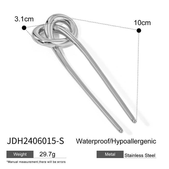 European Stainless Steel U-Shaped Hairpin - High-End Metal Titanium Steel Hair Stick with Alkaline Knot for Cross-Border