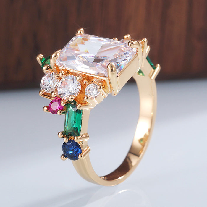 Luxury colorful zircon ring party jewelry