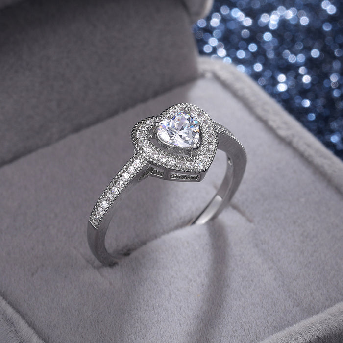 Anillo de mujer con circonitas cúbicas de amor exquisito, anillo de propuesta romántica