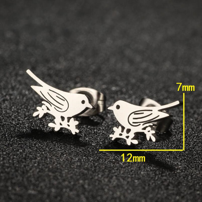 Bear and elk earrings, European and American hip-hop jewelry stainless steel cute small animal series earrings wholesale