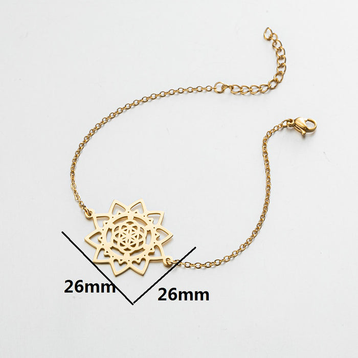 Hollow rotating flower pendant bracelet, Japanese retro small fresh jewelry wholesale