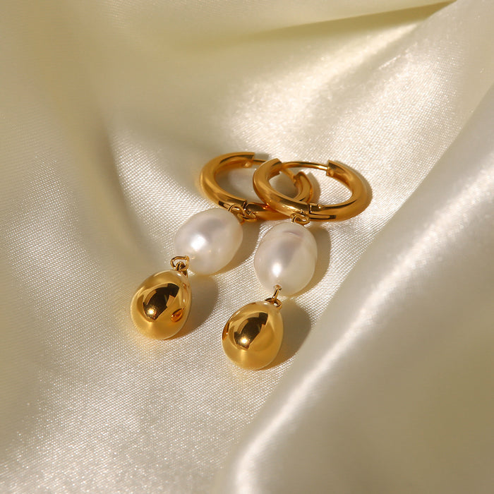 18K Gold Plated Earrings - Simple Western Style Non-Fading Jewelry