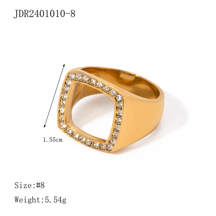 Textured 18K Gold Plated Stainless Steel Ring - Modern and Elegant