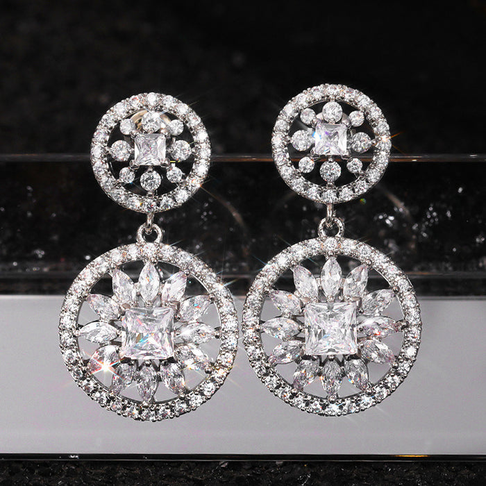 Women's tassel zircon earrings