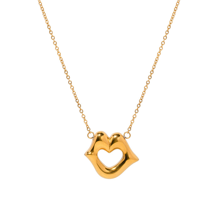 18K Gold-Plated Lip Pendant Necklace - Women's Fashion Jewelry