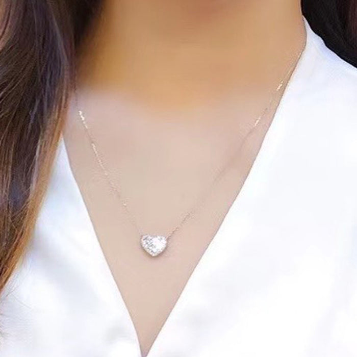 Heart micro-inlaid full diamond necklace fashion clavicle chain