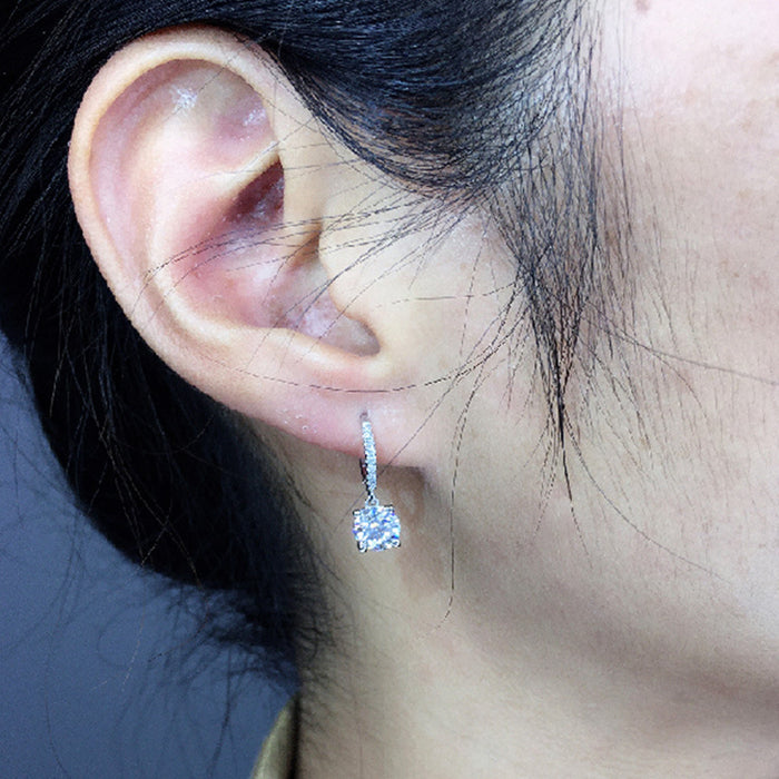 Pendientes de circonita y diamante redondos, pendientes creativos para mujer