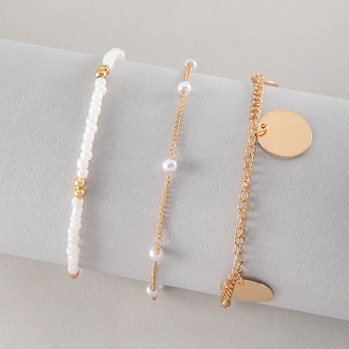 Chic Rhinestone Heart Pendant Anklet Set – Multi-Layer Chains for a Boho Look