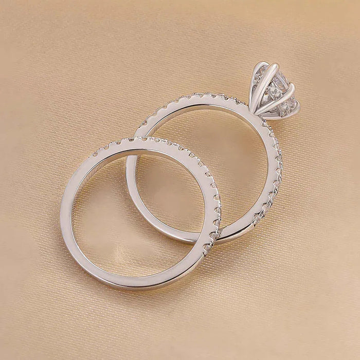 Anillos de pareja brillantes para mujer, regalo de boda con circonitas geométricas