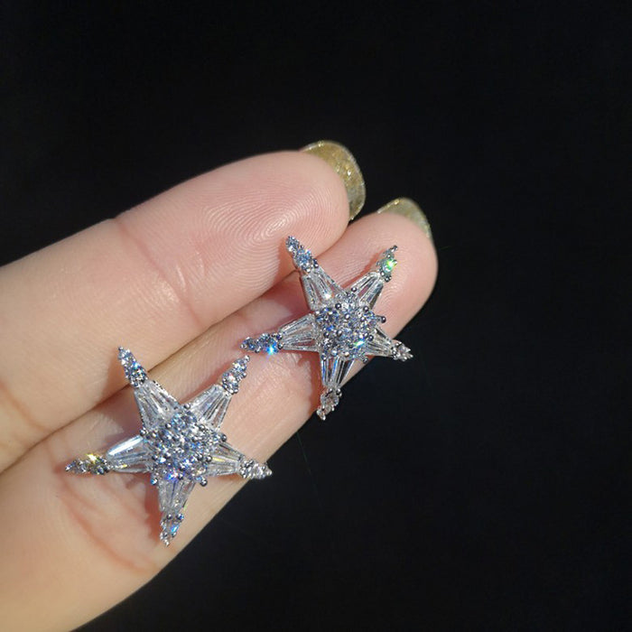 Pendientes de estrella de cinco puntas llenos de diamantes pendientes en forma de estrella pendientes de estudiante