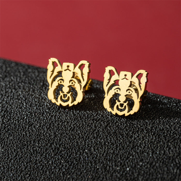 Dog and Cat Stainless Steel Stud Earrings - Cute and Playful Animal Jewelry