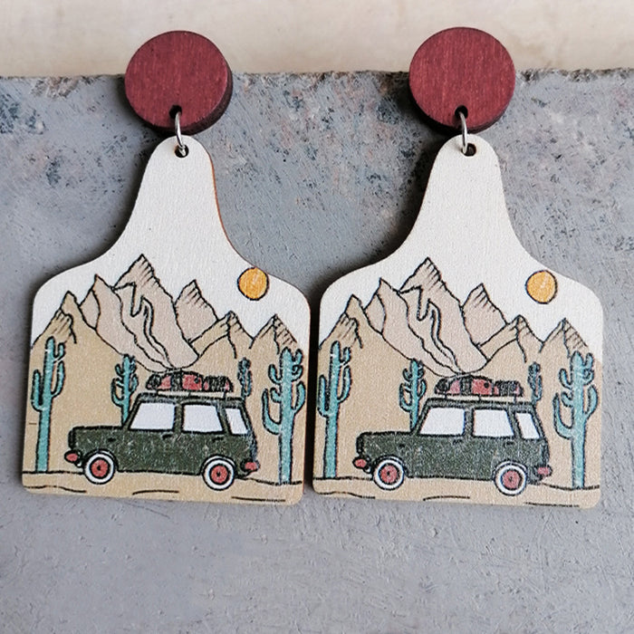 Wooden vacation earrings