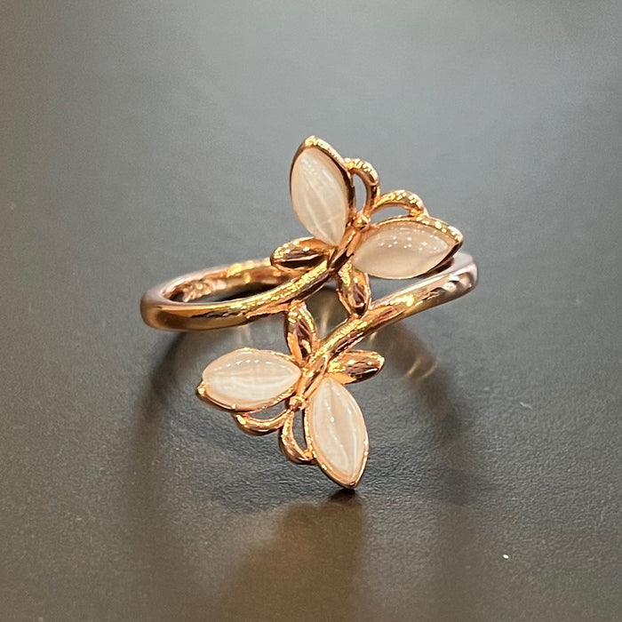 Anillo de flor de ojo de gato de imitación, ligero, de lujo, versátil, para mujer