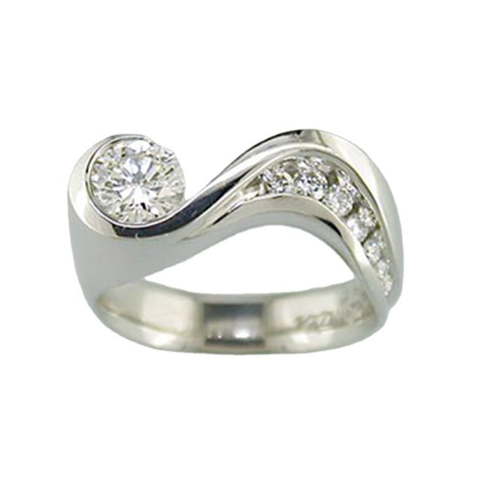 Platinum wave ring wave diamond zircon ring