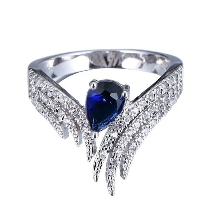 Wings zircon ring teardrop-shaped inlaid fashion ring