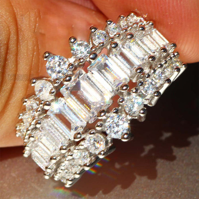High Quality Platinum Plated Diamond Ring Wedding Bride Jewelry