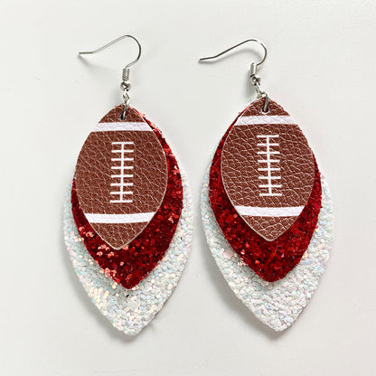 Sports Team Color Earrings with Cheerleading, Football, Baseball, and Softball Design