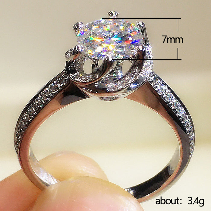 Six-claw inlaid zircon wedding ring engagement dinner jewelry