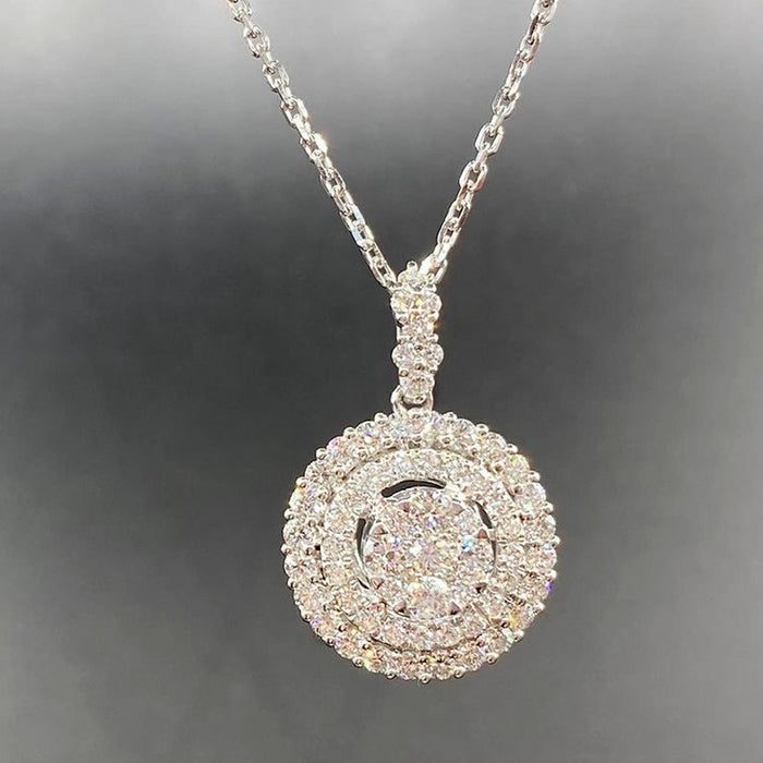 Creative hollow multi-layered ring pendant necklace, full diamond zircon clavicle chain