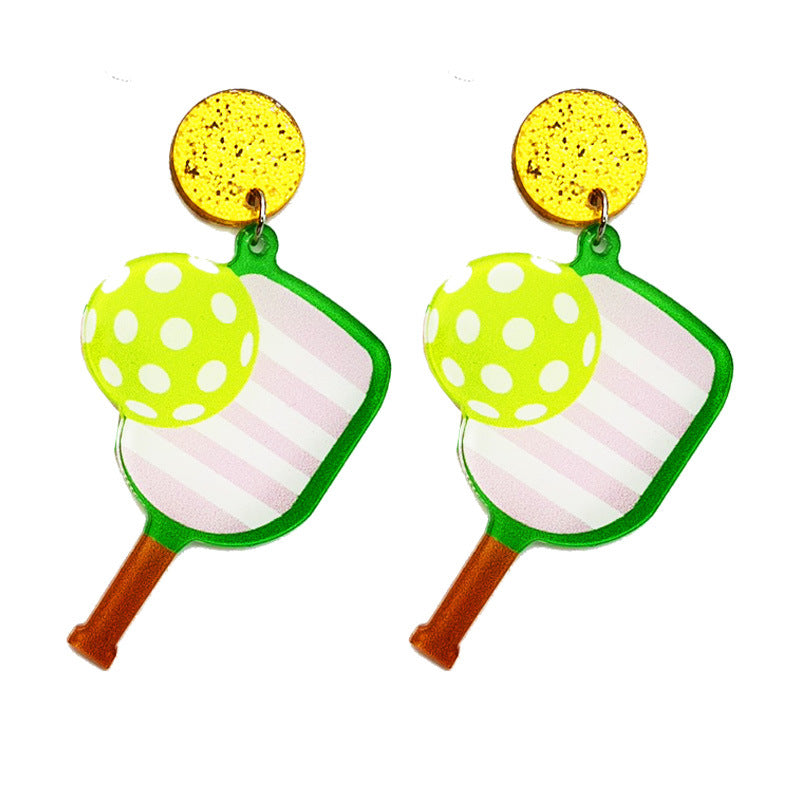 Pickleball Enthusiast Acrylic Racket Earrings - wallojewerly 