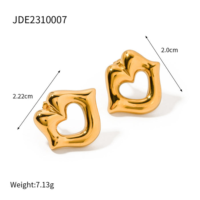 New 18K Gold Stainless Steel Lip Stud Earrings - Fashionable Gift Jewelry for Women