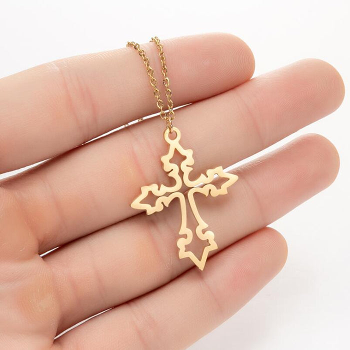 Cross pendant necklace, cross-border Amazon new European and American fashion niche clavicle chain wholesale