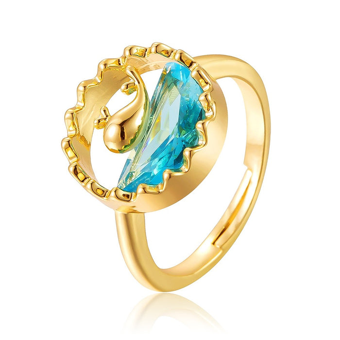 Wholesale copper diamond-encrusted whale ocean-themed rings