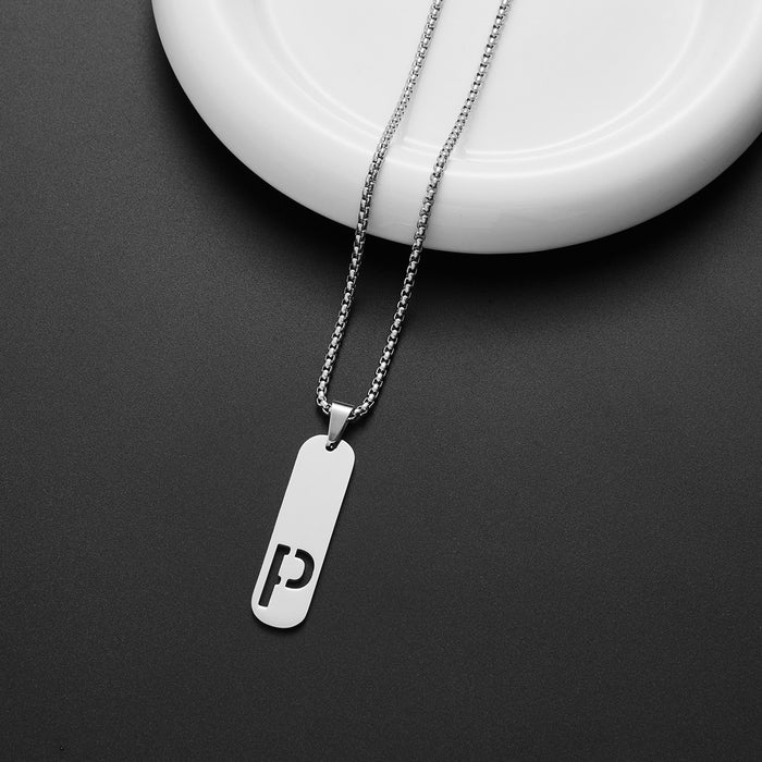 Military brand pendant necklace, European and American independent station stainless steel punk hip-hop English letter all-match chain wholesale