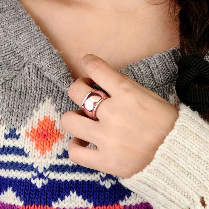 Anillo de cobre de la suerte para pareja, anillo de dedo índice liso de alta calidad