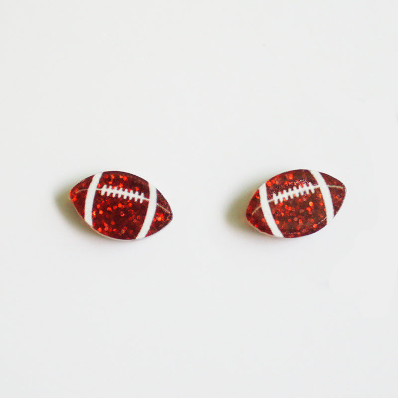 Acrylic Football Baseball Soccer Softball Volleyball Earrings - wallojewerly 