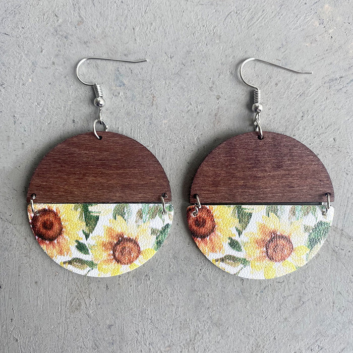 Wooden flower earrings