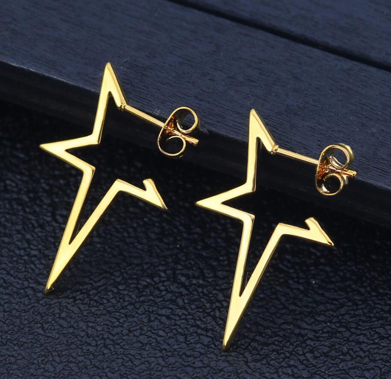 Star Hollow Stainless Steel Earrings - Bold and Stylish Statement Jewelry