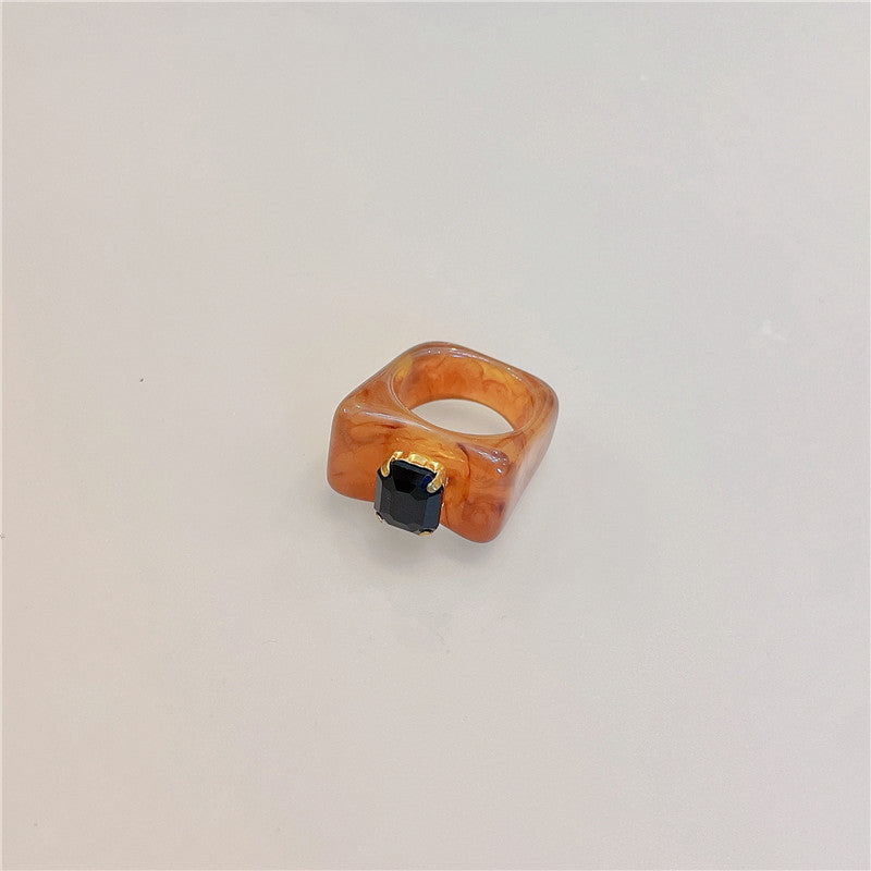 Colored Resin Resin Gemstone Ring - wallojewerly 