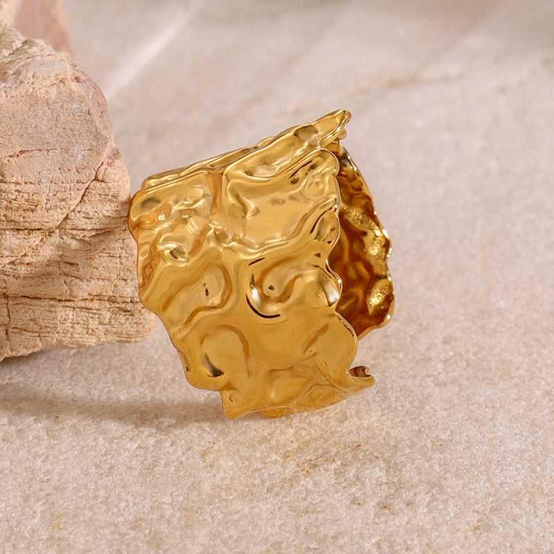 18k gold stainless steel exaggerated open ring