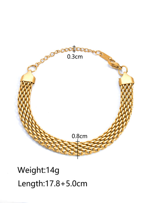 18K gold plated stainless steel double layer Cuban chain snake chain bracelet