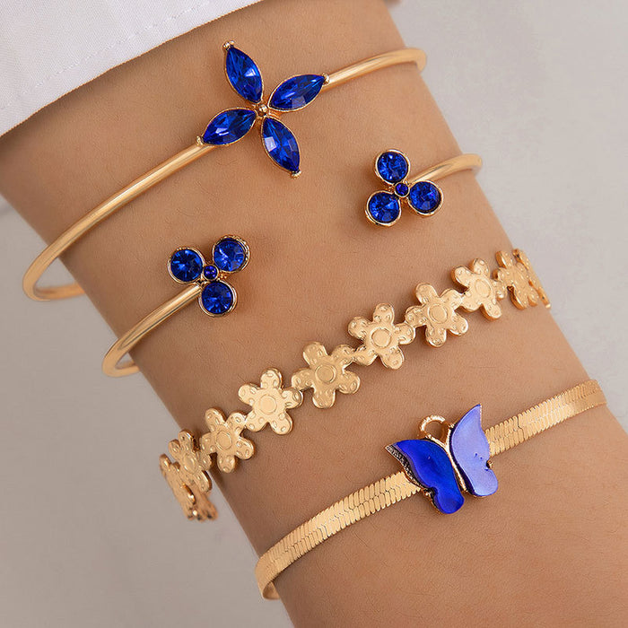 Blue Bracelet Set - Stacking Rhinestone Jewelry for Women