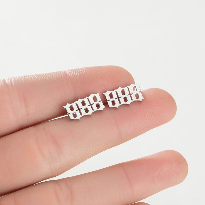 Number Combination Stainless Steel Stud Earrings - Customizable and Stylish Jewelry