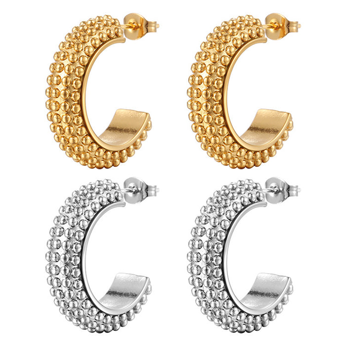 Pendientes minimalistas personalizados de acero inoxidable en forma de C pendientes de mujer de acero titanio oro 18K