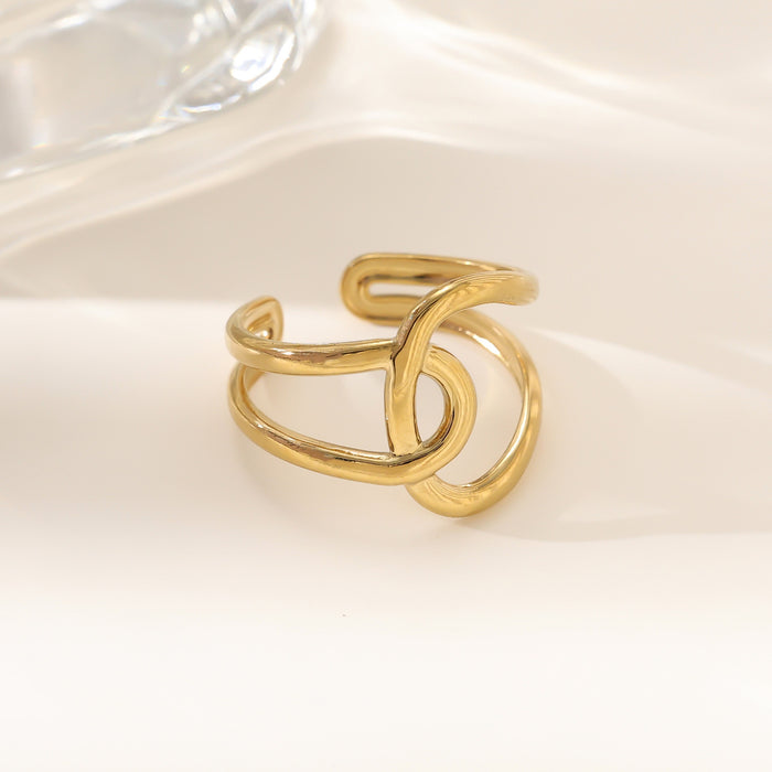 Wholesale 18K gold stainless steel irregular opening rings with furnace vacuum insulation
