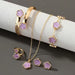 Wholesale 5-piece set of five-petal flower necklace, bracelet, bangle, earrings, and ring - wallojewerly 