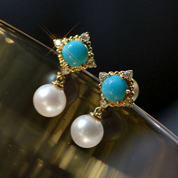Imitation pearl earrings palace style earrings