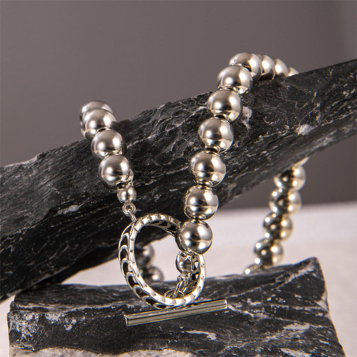 Exaggerated Punk Style Alloy Bead Hand Chain - Creative Hollow Ring for Women