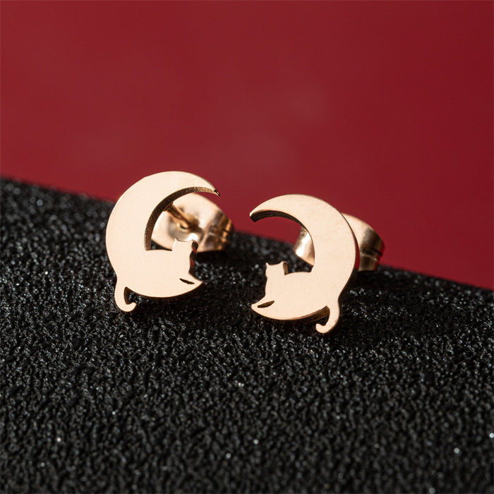 Dog and Cat Stainless Steel Stud Earrings - Cute and Playful Animal Jewelry