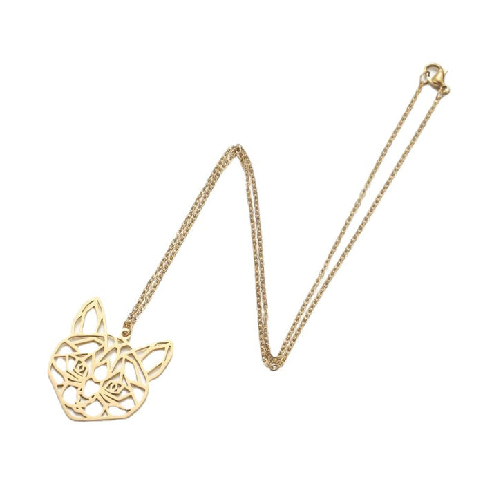 Origami tiger pendant necklace, stainless steel zodiac niche luxury clavicle chain