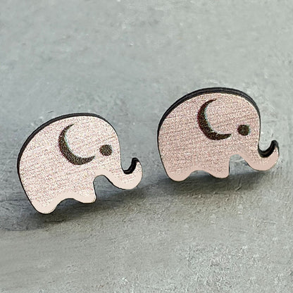 Wooden elephant earrings