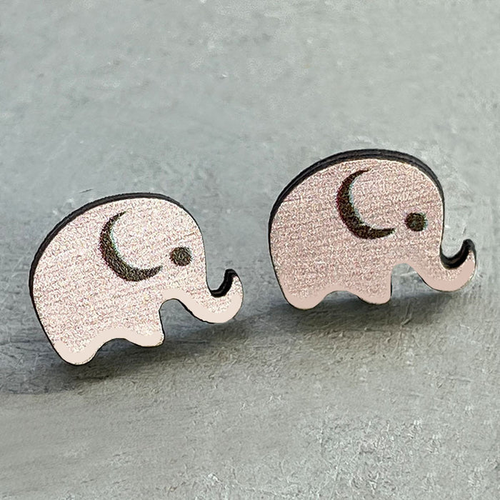 Wooden elephant earrings