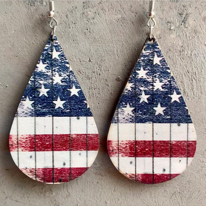 Independence Day patriotic wooden earrings