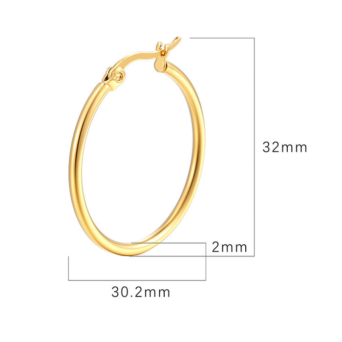 Gold titanium steel round wire earrings simple trendy exaggerated stainless steel earrings