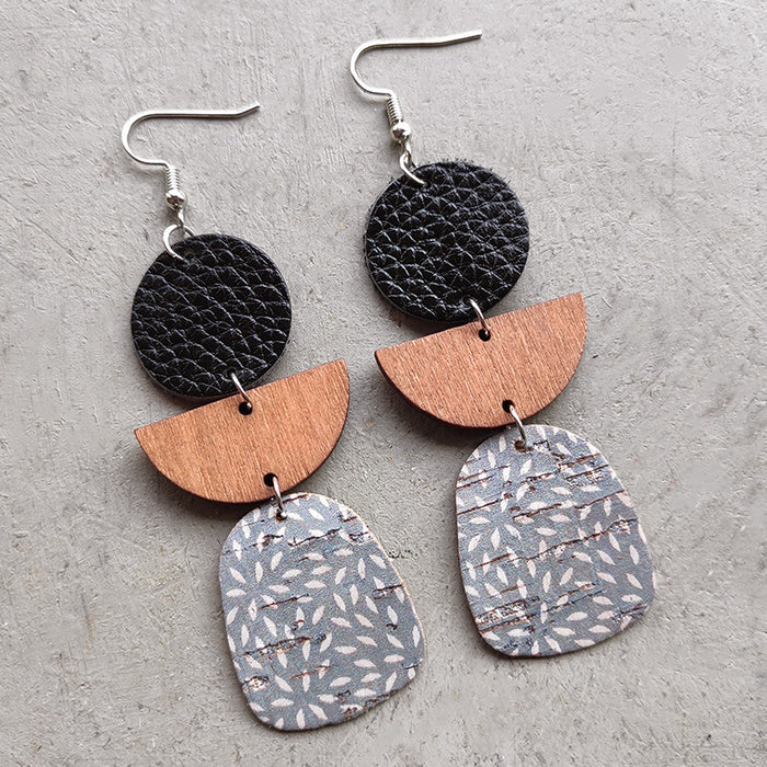 Wooden leopard print earrings