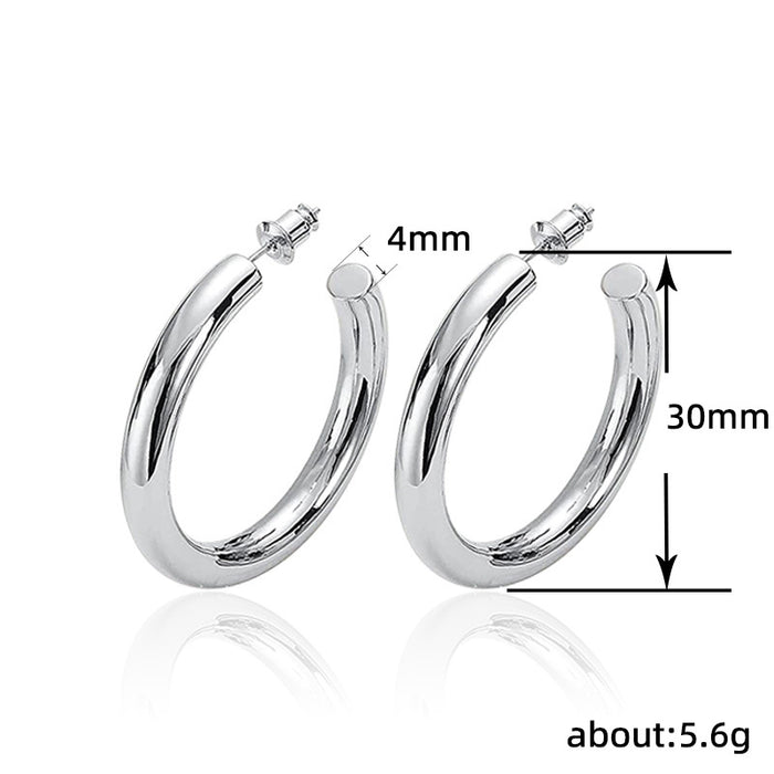 European and American style large hoop earrings light mature temperament metallic earrings